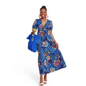 Tabitha Brown x Target Women's Mixed Floral/ Polka Dot Print Puff Sleeve NWT